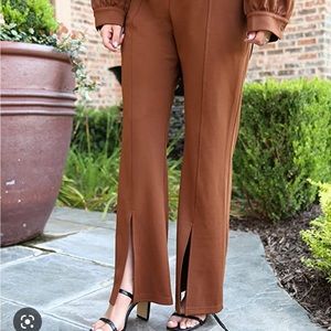 The Drop Women's Chocolate Brown SPLIT HEM PANT by @somewherelately